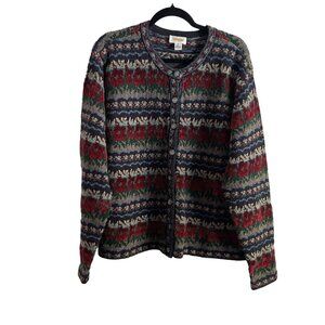 Talbots Wmn XL Vintage Multicolor Wool Silk Blend Button Front Cardigan Sweater